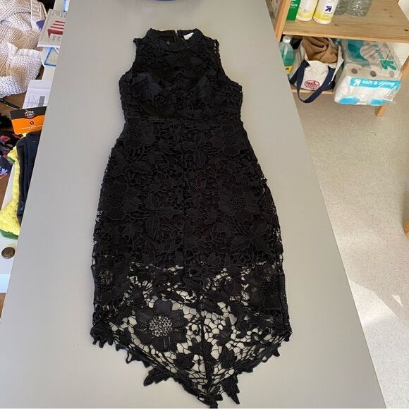 ASTR THE LABEL Samantha Lace Hi-Lo Illusion Lace Dress Black Size XS - Picture 4 of 13